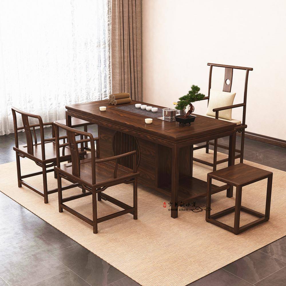 中式实木桌子茶桌茶台方形茶桌ITG椅组合茶长间泡茶空桌茶室新茶