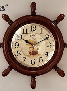 船舵海新式挂钟客厅地中中挂表时音尚66140钟表静石英钟创意时钟