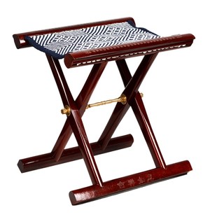 速发山东红木马扎实木工礼马札凳送老人产品折叠方便携靠背椅孝心