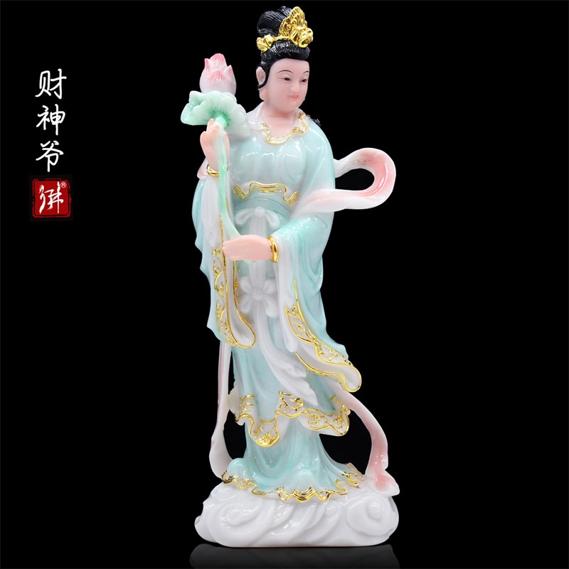 速发何仙姑神像汉白玉桌仙过海佛像桃花仙子中式八面摆仙家居新中