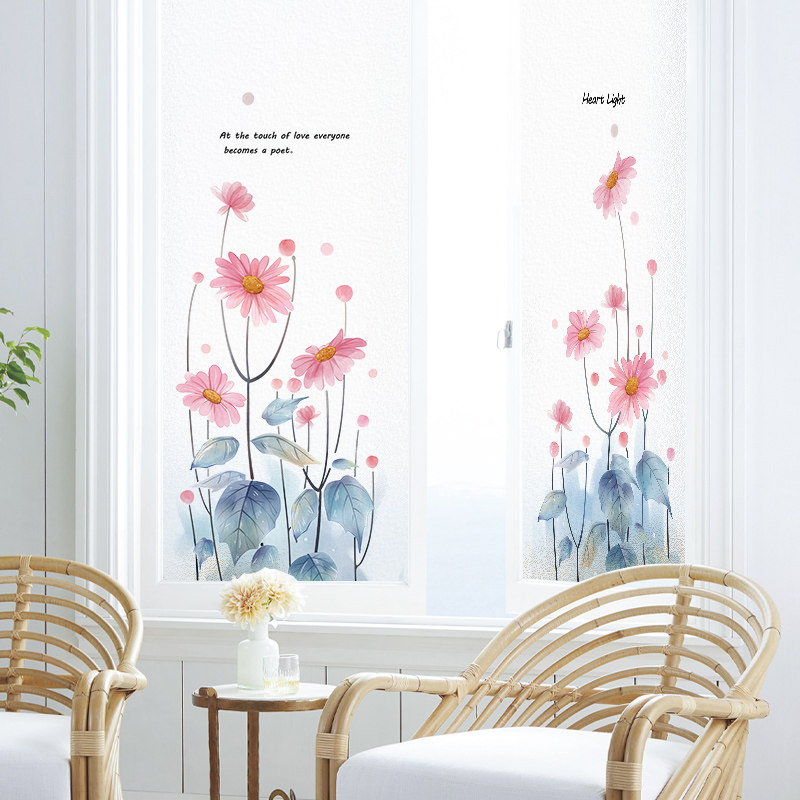 速发贴厅推拉门玻璃贴纸防窥视国膜植物中客风窗户纸静电磨砂膜纸