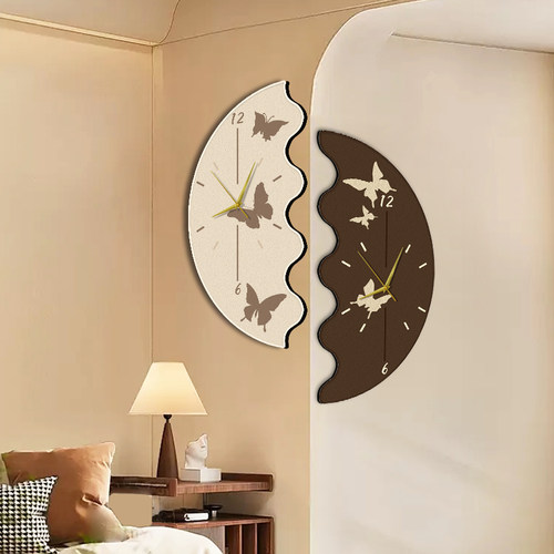 速发风钟表装饰钟新款复古转挂双面角钟画客厅餐桌背景墙时画挂画