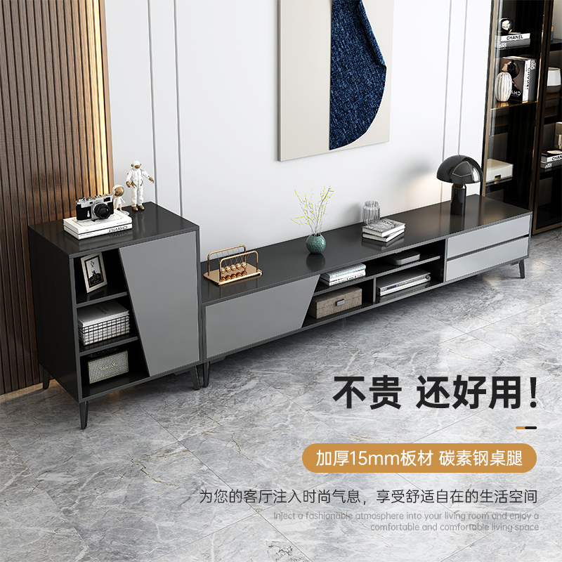 速发电视柜几厅家用收纳储物柜一体落地小户型简约茶客电组柜视合