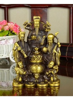 速发客厅摆黄铜运件开福禄寿拱照聚宝盆财神家居装饰开业礼品