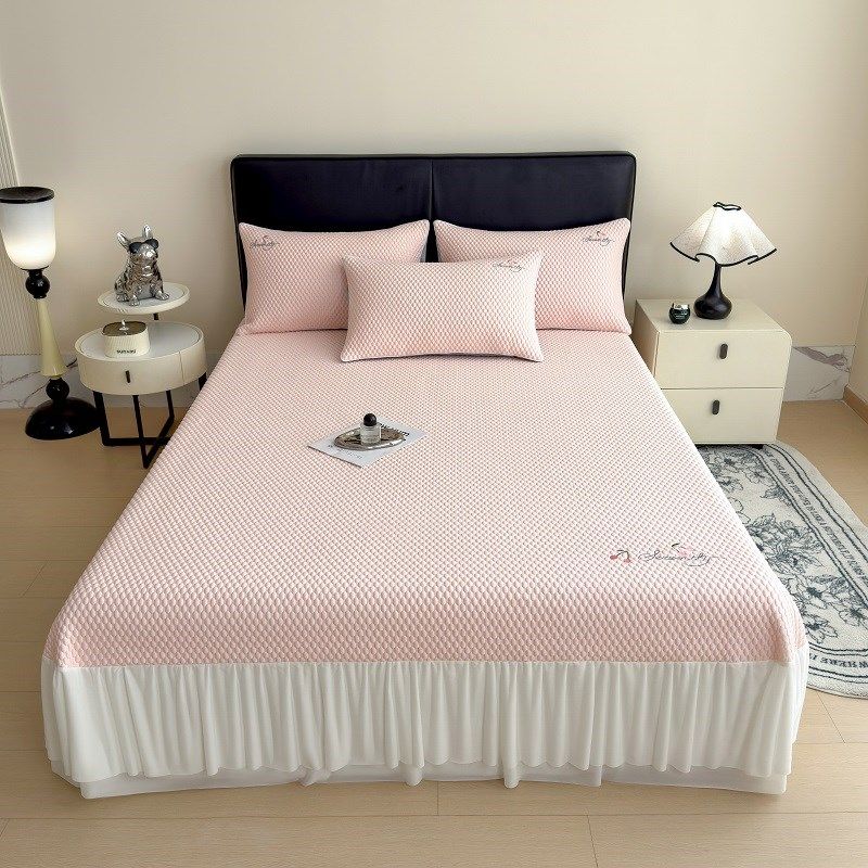 高端A类床裙豆豆冰丝凉席三件套公主风凉感O空调软席子夏季可机洗,床上用品,冰丝席,淘宝优惠券,粉丝福利购,淘宝优惠卷