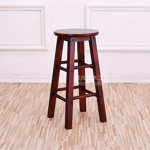 实木吧椅 黑色巴凳梯凳实木高脚吧凳 实木凳子复T古酒吧椅时尚简