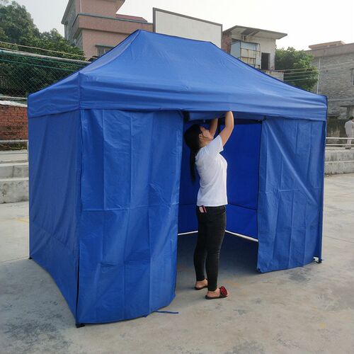 4面围布帐篷f加粗雨棚四脚简易折叠遮阳棚摆摊烧烤更衣活动防疫伞