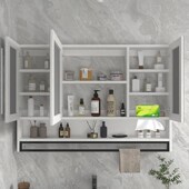 智能浴室镜柜挂墙式 卫生间t镜柜厕所化妆镜带灯镜箱挂墙镜柜置物