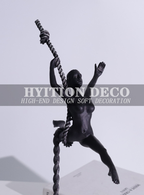 现代抽象空中吊绳舞蹈人物摆件样板房艺I术雕塑客厅玄关桌面装饰