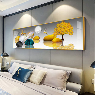 现代简约b卧室床头装 饰画轻奢风主卧挂画房间背景墙壁画酒店宾馆