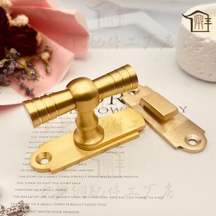 猫URA洞门搭扣门锁窗扣明插销门拉把手铜插销门窗连手动扣全铜公