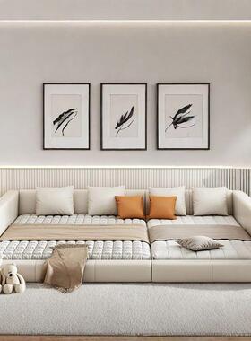 榻榻米床卧二胎接家庭亲子皮床一家四口床子母床主拼加宽ZHA大床