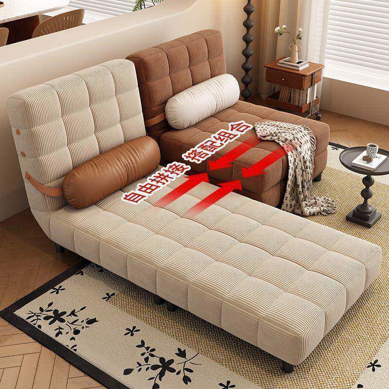 法两式奶油沙发床折叠厅用小型客单人双LVR人沙发复古多功能折户