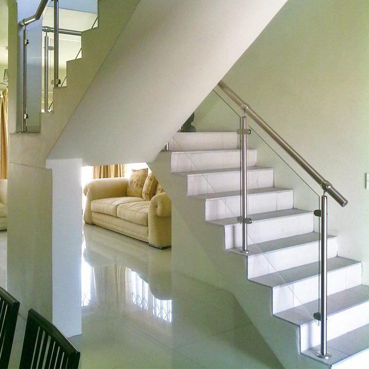 304/316家用不锈钢圆管玻璃栏杆 楼梯扶手不锈钢立柱侧装金属栏杆