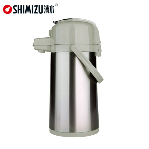 SHIMIZU/清水家用老式热水瓶 大容量气压式玻璃内胆 不锈钢保温瓶