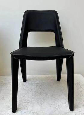 意式极简餐椅现代师简约设计家用轻奢马皮艺鞍靠带背餐厅tb-73218