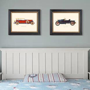 美美式男孩儿童房室壁画现代简挂画卧复古PXN摩登客厅小装饰美画