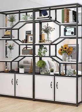 多层铁艺书架风屏玄关示架隔断柜镂空收纳展架办公室隔断置100431