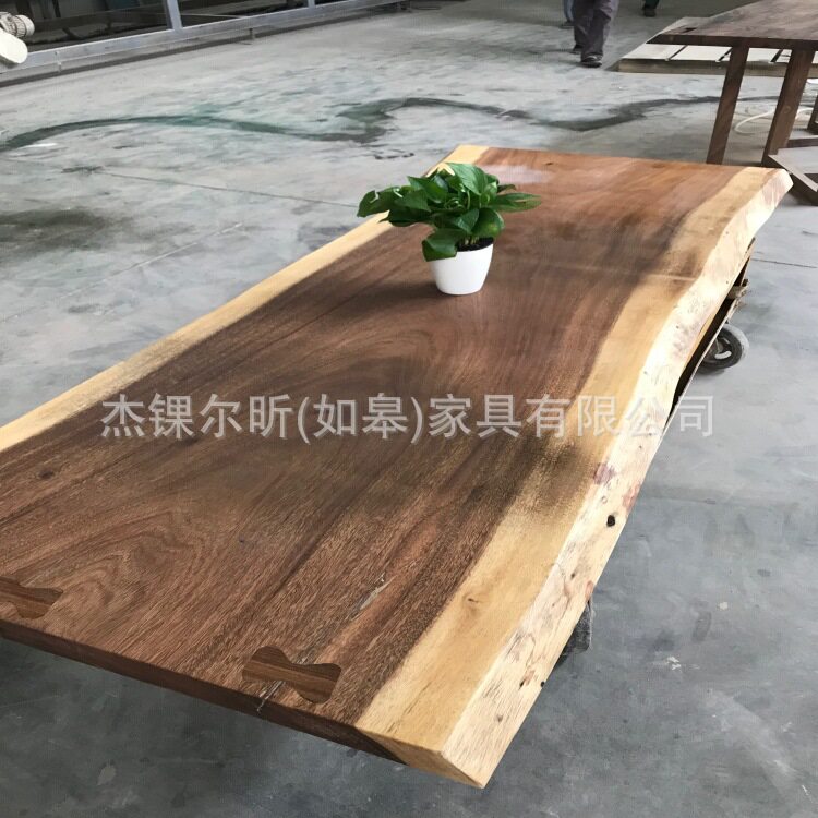 工厂直销全实木烘干自然边大板台会议桌