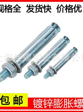 整箱镀锌膨胀丝长加长加粗拉爆膨胀螺栓M6MM10M1螺2M超184M16-MLO