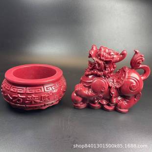 朱砂貔貅摆母件紫砂金聚YLM宝盆公一对麒麟紫金办公室客摆设厅装