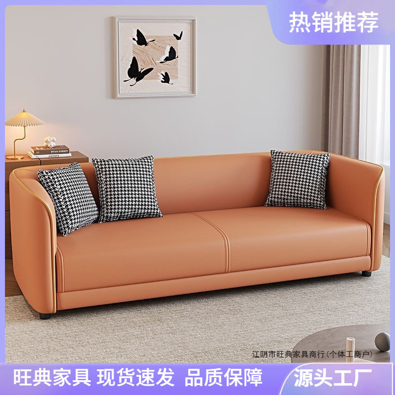 猫爪皮简约轻舍小户型客厅公寓出租屋理发店双人三人便捷沙发
