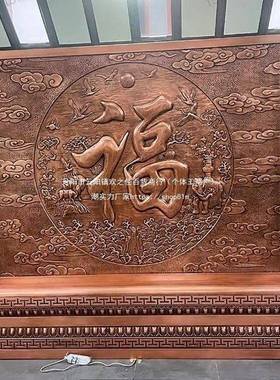 铜雕影壁墙铜浮雕迎迎锻客松紫屏风照壁铜福字五福临门门墙NMK地