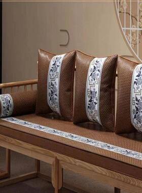 红木加实厚海绵发000000坐垫木沙头椅子夏季凉垫单三人冰丝藤席垫