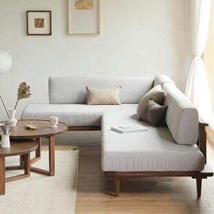 胡厅北美黑桃木实木沙发现代简约樱桃木原日木式客单人多417人位