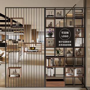 隔断置物架实木书架司台logo形象屏墙展示架铁公艺格栅办公前F99H