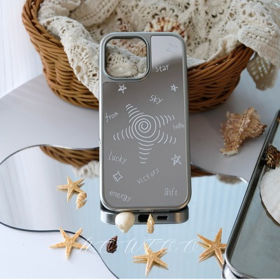 银色电镀镜面许愿星星手机壳