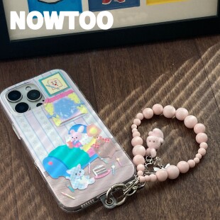 NOWTOO@粉色晚安小兔双层imd苹果手机壳14/15/16/17promax适用