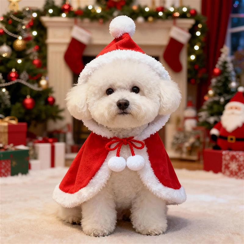 狗狗圣诞节保暖衣服秋冬装小红帽斗篷宠物猫咪连帽披风宠物服饰