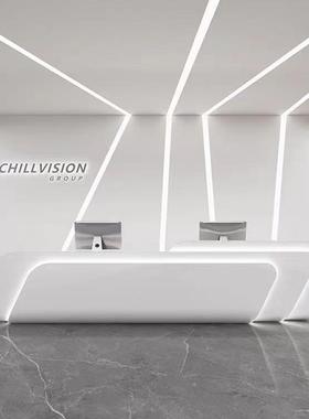 公司台异形前接待烤台美容院收银漆台07051健身房机构咨询台酒店