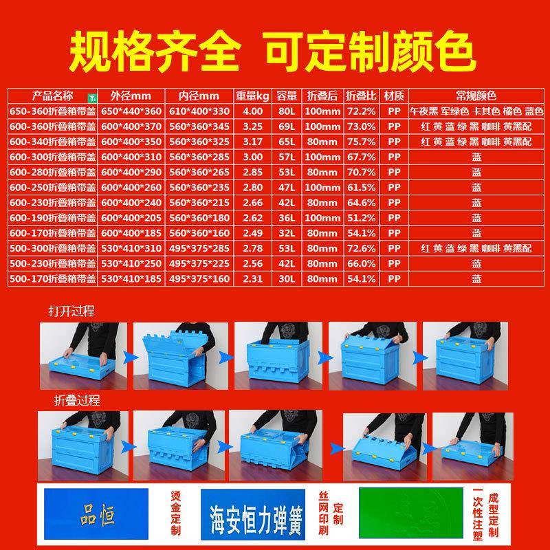 大号塑带料折叠箱 周转箱盖果蔬中转物物流加厚车载汽配KXD箱储胶