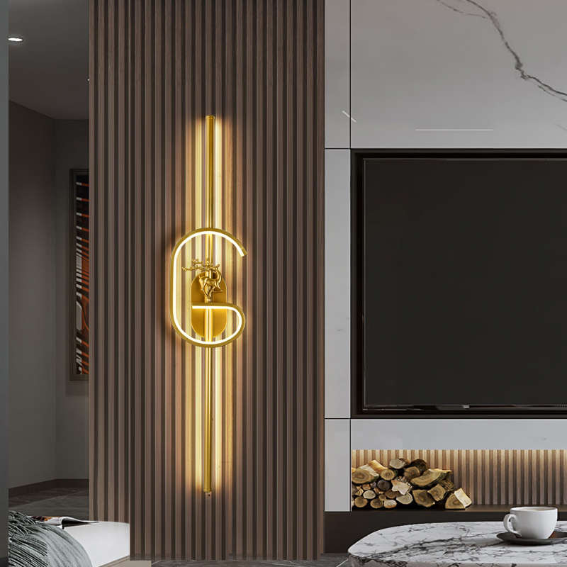 简约个性客厅背景墙壁灯具创意轻奢木格栅装饰壁灯现代卧室床头