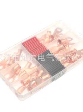 60pcs美规铜鼻子盒装 30pcs铜鼻子接线端子+热缩管G管3:1黑红色