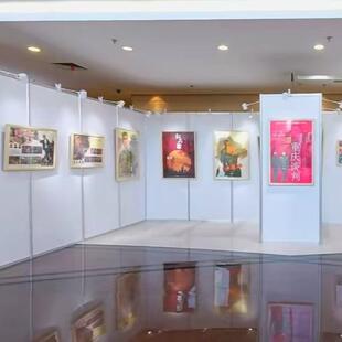 屏风展板学校美术字画摄影展板出租 移动八棱柱书法作品展立式