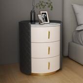 QHM187意式 三 轻奢岩板床头柜高档卧室现代极简实木床边柜设计师款