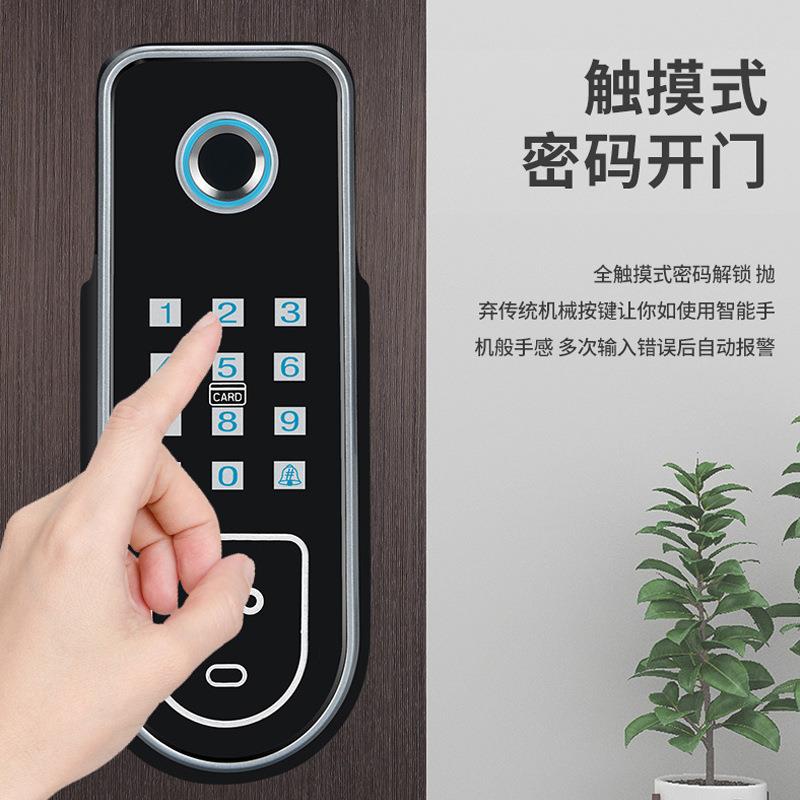 一楼指纹锁智能电控装电池指家纹用指免布线指锁刷纹门禁卡锁机械