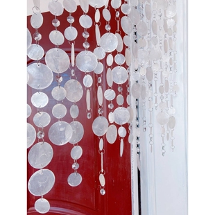 ?免打孔法式贝壳水晶珠帘客厅门帘半墙隔断帘卧室氛围感创意装饰