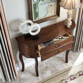 饰玄关 置物边桌走廊靠墙装 W8美式 全实木玄关柜半圆入户门厅柜欧式