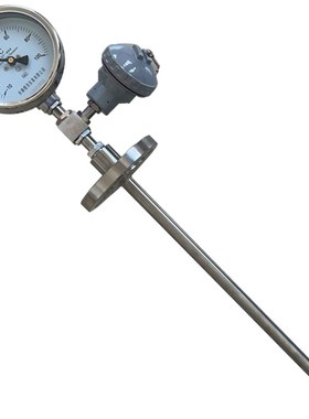 WSSP-484 远传双金属温度计 PT100 3线 0-100 法兰套管 DN25/50