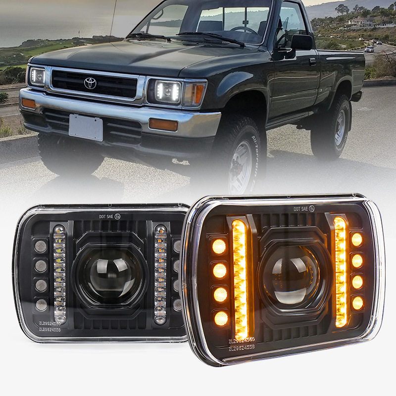 新款5X7牧马人大灯带切割线远近光日行灯适用切诺基改装前大灯