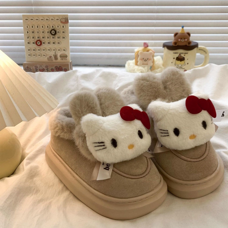 kt猫兔耳朵厚底短筒雪地靴女2025年秋冬新款保暖舒适外穿防滑棉鞋,女鞋,时尚雪地靴,淘宝优惠券,粉丝福利购,淘宝优惠卷