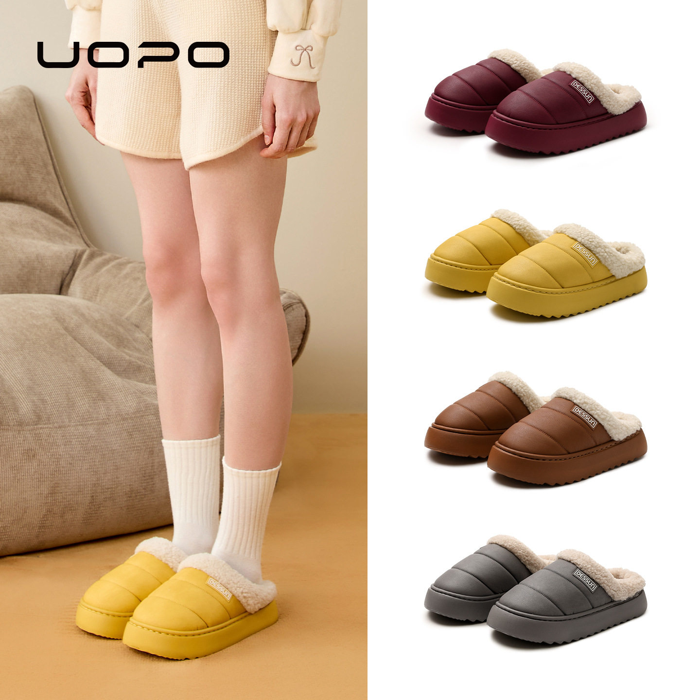 防水毛绒拖鞋冬天情侣室内居家加绒加厚棉拖羽绒布保暖防滑棉拖鞋,女鞋,棉鞋,淘宝优惠券,粉丝福利购,淘宝优惠卷