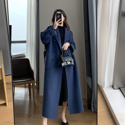 2025秋冬新款毛呢外套女中长款胖MM显瘦宽松洋气过膝大码女呢大衣