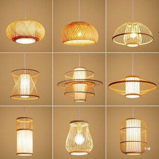 速发灯笼竹茶吊灯吧台民宿艺室火锅简饭店店约日式餐厅竹编餐饮店