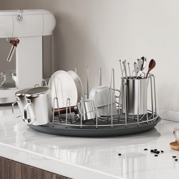 304不锈钢厨房碗碟架圆形沥水架台面置物架晾碗架碗筷碗盘收纳架