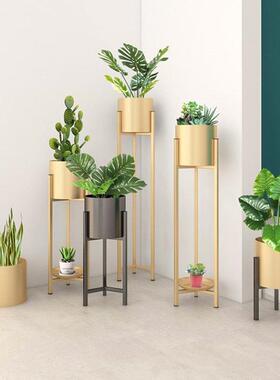 北欧风创意铁艺落地式花架客厅三角单层绿萝花盆架墙角花架子摆件